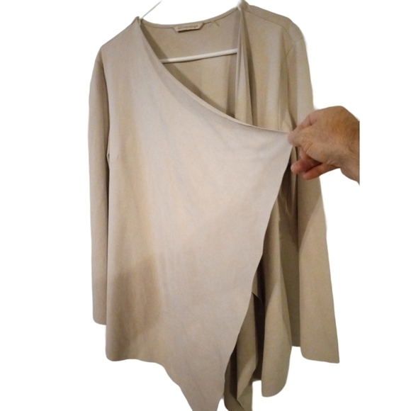 Soft Surroundings Camel Open Cardigan Soft Faux Suede BoHo Hippie Minimalist L - Picture 5 of 10